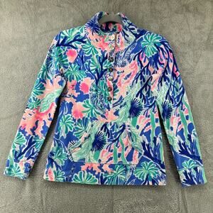 Lilly Pulitzer UPF 50+ Captain Popover XS Jet Stream Button Long Sleeves Pocket